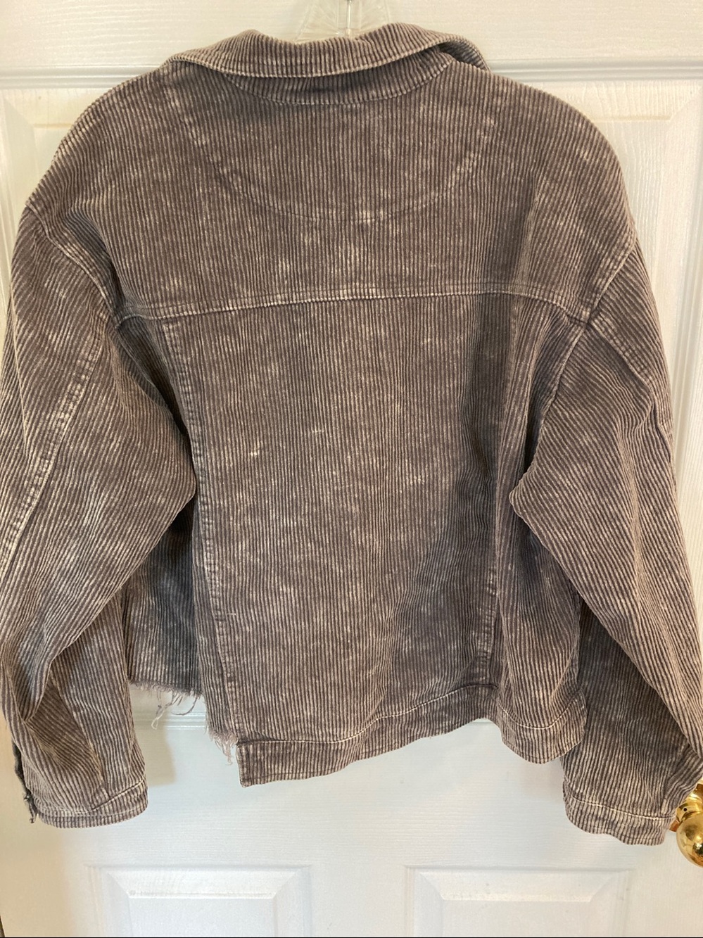 POL Cropped Corduroy Distressed Jacket in Taupe Gray - Picture 7 of 9